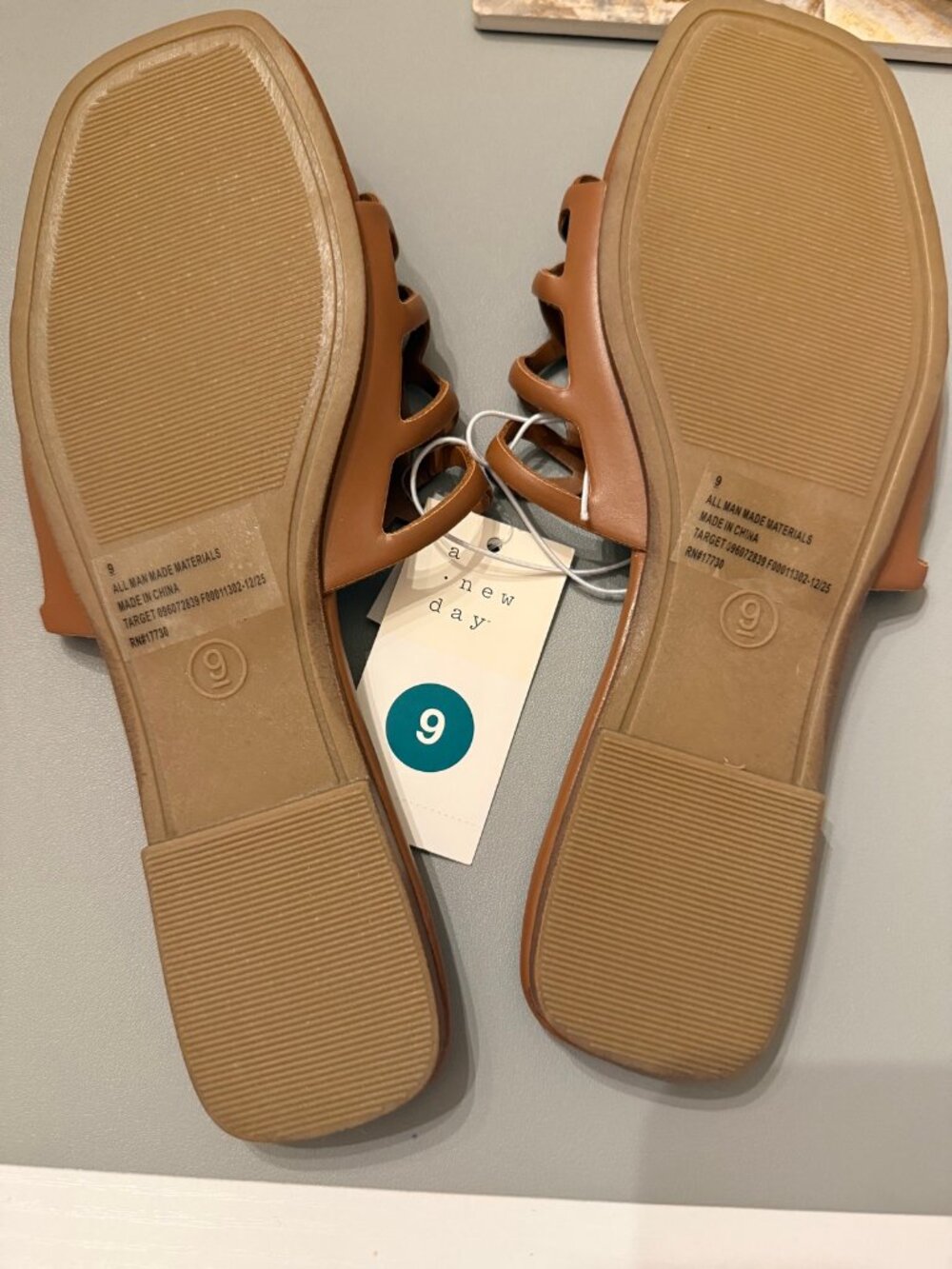 NWT A New Day Black Laser Cut Slide Sandals Size 9